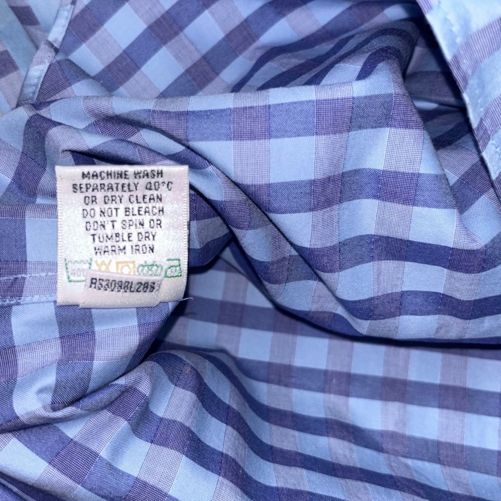 Bugatchi Uomo Shaped Fit Dress Shirt Blue Long Sleeve Button Down Men's Large - Picture 6 of 6